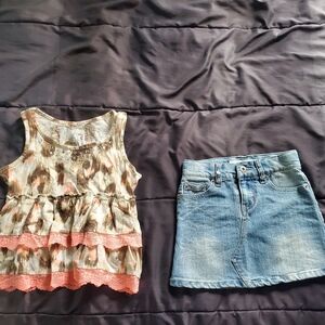 girl 7 denim skirt and sleeveless top